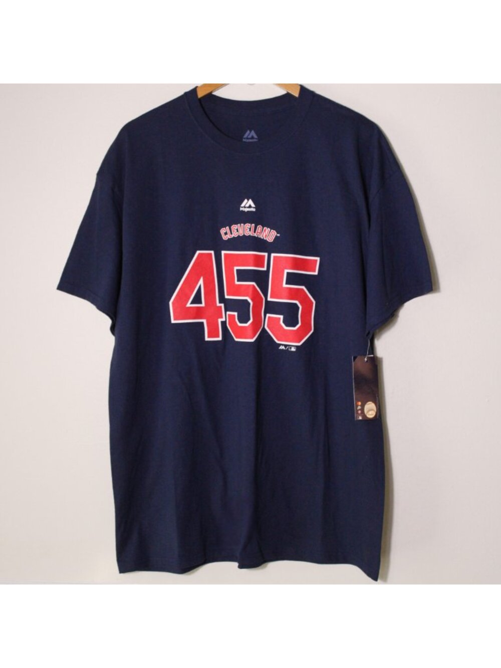 Majestic Cleveland Guardians 455 Tee Navy Blue Baseball Size XL Flaws